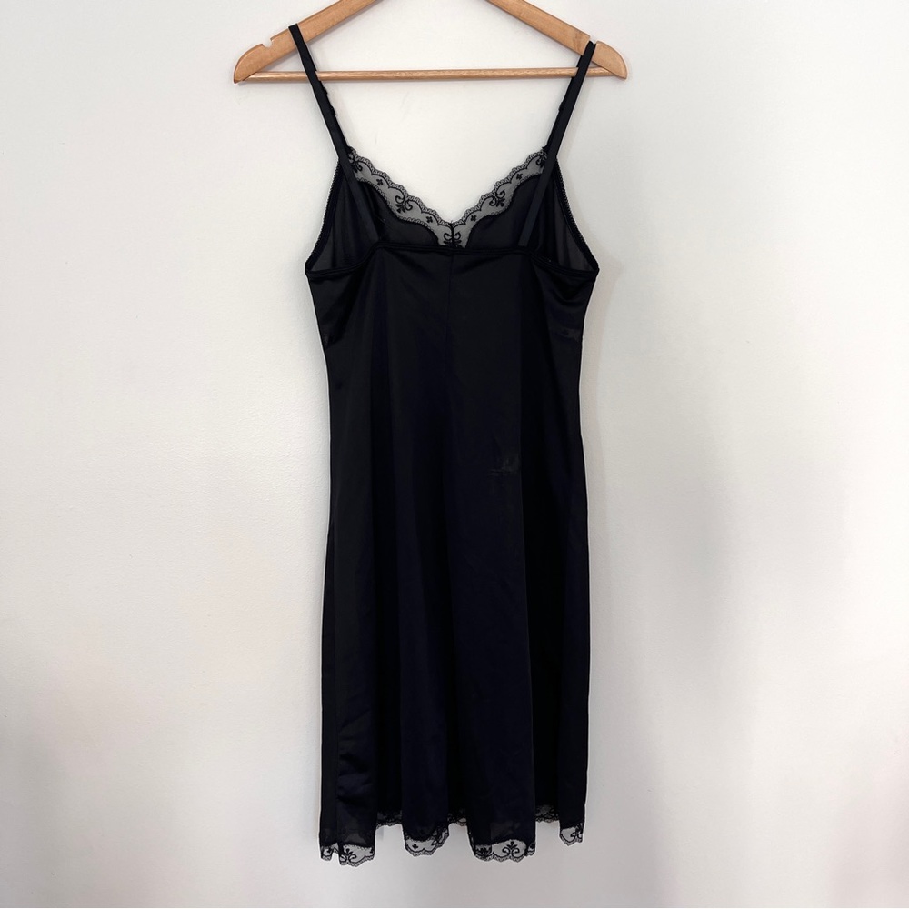 Black lace trim mesh silky chemise slip dress, size M-L 🖤 - Picture 9 of 9